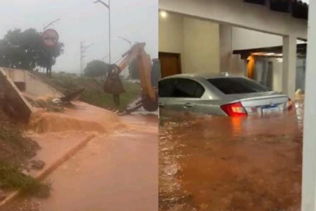Temporal causa alagamentos e causa destruição em cidade de MT