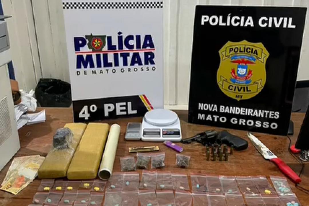 Polícia apreende arma, drogas e prende casal após denúncia 
