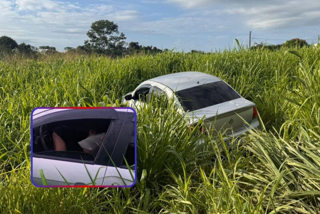 Motorista perde controle de veículo e sai da pista na MT-208