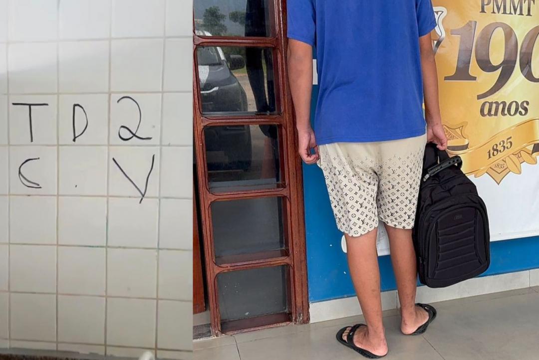 Adolescente é apreendido após pichar sigla de facção em escola de Alta Floresta