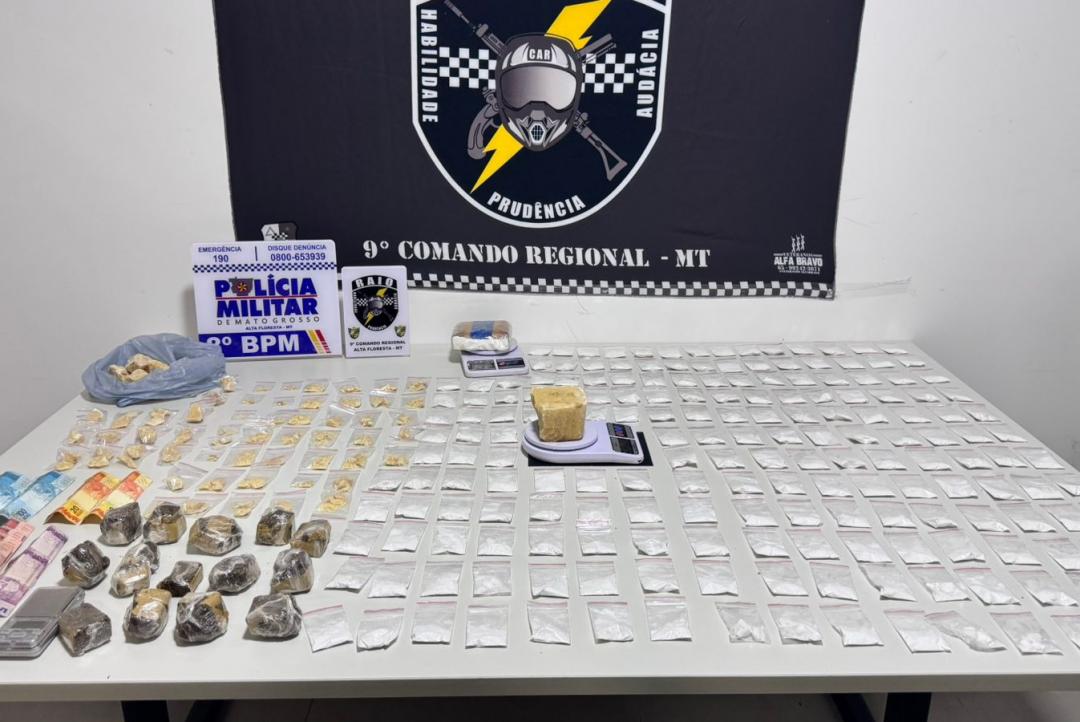 PM desmonta ponto do tráfico ligado ao Comando Vermelho e apreende grande quantidade de drogas em Alta Floresta