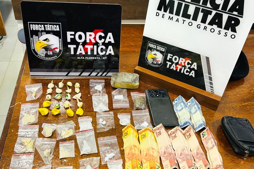 Força Tática prende suspeito por tráfico de drogas após perseguição em Alta Floresta