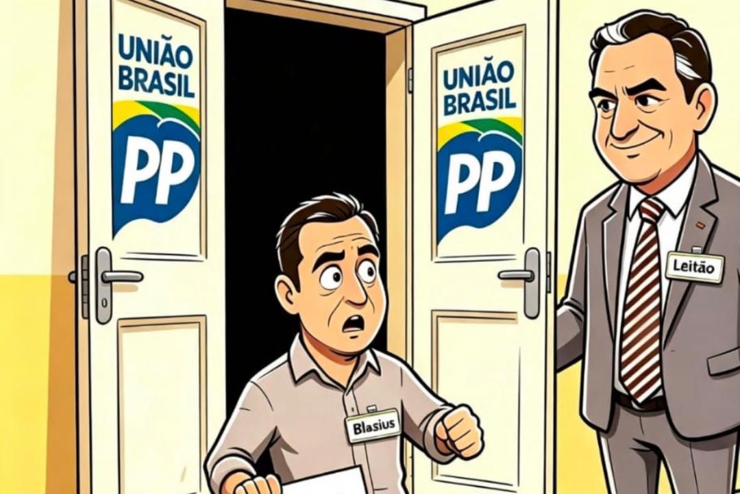 Alta Floresta pro buraco: Charge sugere rasteira de Leitão em Ednei Blasius