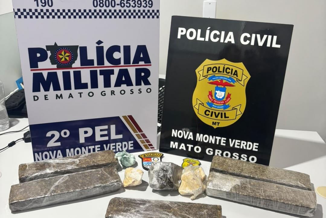 Motociclista foge de abordagem e abandona mochila com cinco tabletes de droga em Nova Monte Verde.
