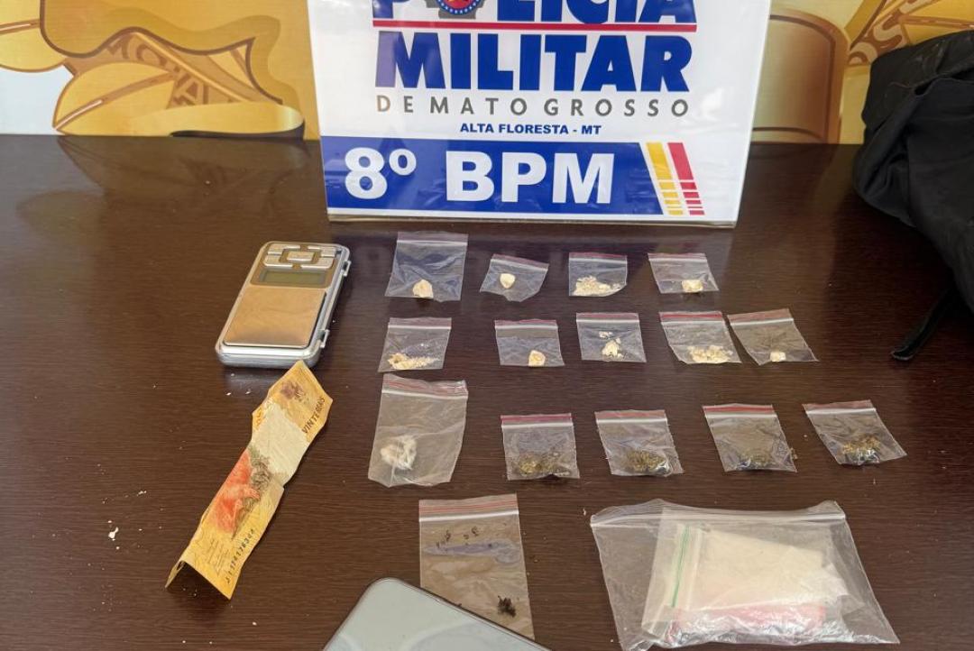 Adolescente é encaminhado após PM apreender drogas e balança em Alta Floresta